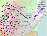 Бассейны Хади и Тутто с притоками и маршрутом экспедиции